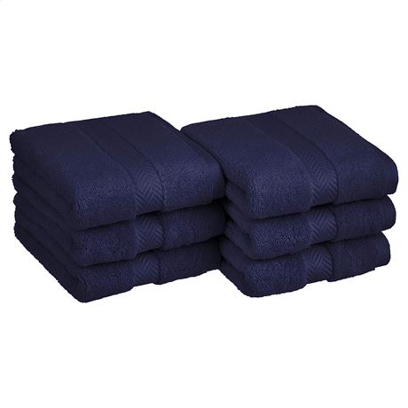 Amazon Basics Egyptian Cotton Hand Towel - 6-Pack, Deep Navy