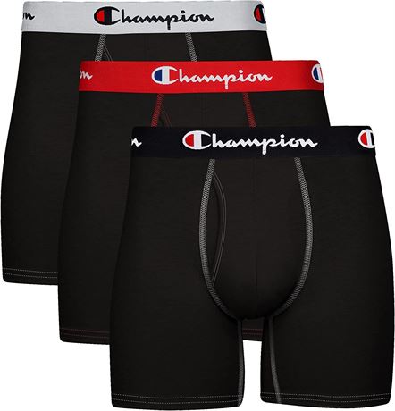 Champion Men's Stretch Total Support Pouch Boxer Brief 3 Pack - Black - XXL