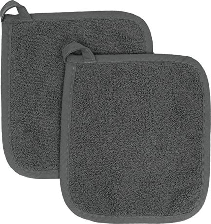 Ritz Premium Terry Pot Holders & Hot Pads Without Pocket (2-Pack) Graphite