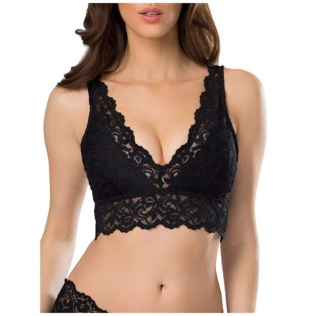 Smart & Sexy Women's Signature Lace Deep V Bralette, Style-SA874 - Black - XXL