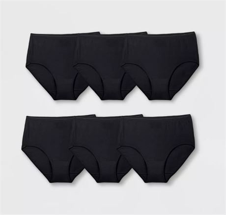 Fruit of the Loom Women's 6pk Cotton Briefs - Black - Size 8