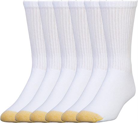 GoldToe Men's Harrington Crew Socks, Multipairs, Large, White