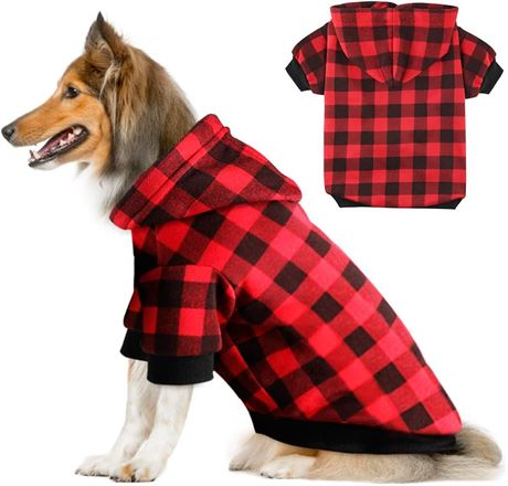 Blaoicni Plaid Dog Hoodie Sweatshirt