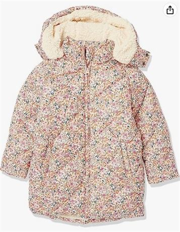 Amazon Essentials Girls' Long Quilted Cocoon Puffer Coat, Med