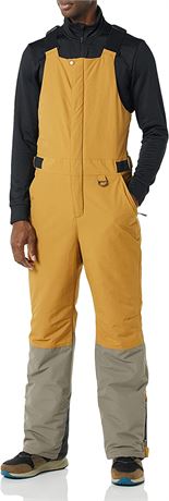 Men's Water-Resistant Insulated Snow Bib Overall, Gold/Light Brown, Small