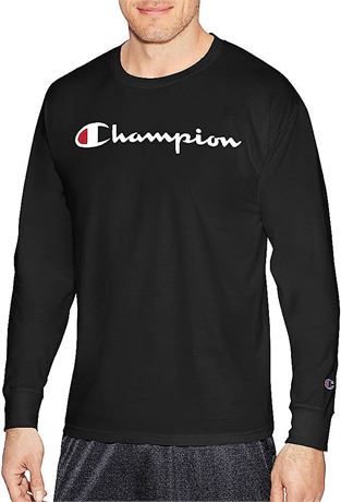 Champion Big & Tall Classic Jersey Long Sleeve Script T-Shirt, Size 2XL, Black