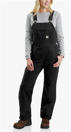 Carhartt womens Relaxed Fit Washed Duck Insulated Bib Overall, Med Short