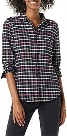 Goodthreads Women's Brushed Flannel Boyfriend Tunic, Mini Buffalo Plaid, XXL