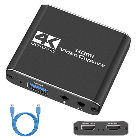 Capture Card, Audio Video Capture Card with Microphone 4K HDMI