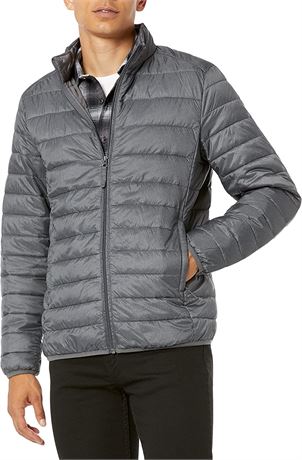 Men's Lightweight Water-Resistant Puffer Jacket Charcoal Heather X-Small