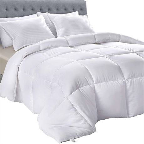 Utopia Bedding Comforter King Size White Plush - Box Stitched