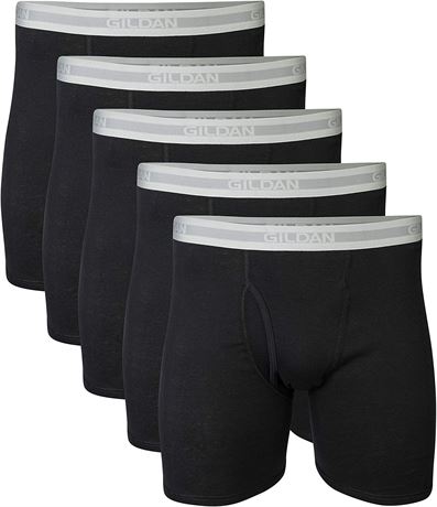 Gildan Men's Underwear Boxer Briefs, Multipack, Black (5-Pack), Medium