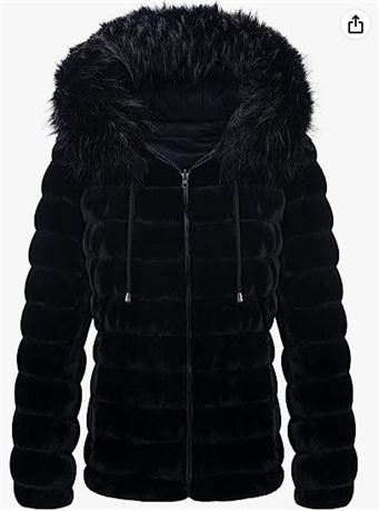 Bellivera Women Double Sided Faux Fur Jacket, Med