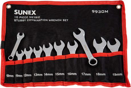 Sunex 9930M Metric Stubby Combination Wrench Set