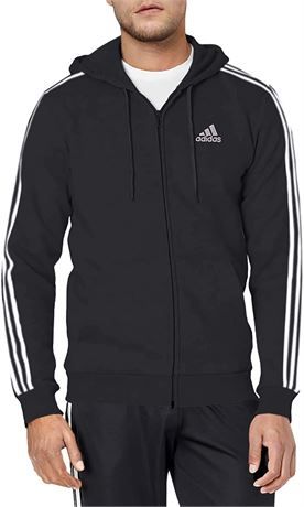 adidas Men's Essentials Fleece 3-Stripes Full-Zip Hoodie - Large