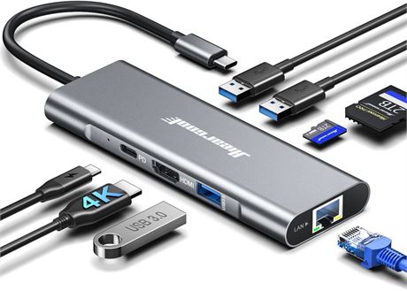 Hiearcool USB C Hub Ethernet 8-in-1 Docking Station