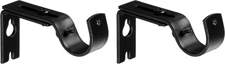 Amazon Basics Adjustable Curtain Rod Wall Bracket Hooks, Set of 2, Black