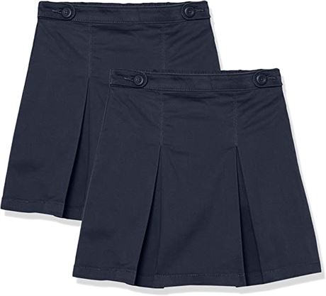 Amazon Essentials Girls' Uniform Scooter Skorts, Pack of 2, Navy, Large