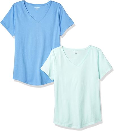 Amazon Essentials Women's V-Neck T-Shirt, Pack of 2, XXL