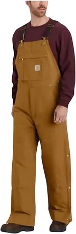 Carhartt mens Loose Fit Firm Duck Insulated Bib Overall, Large-Tall