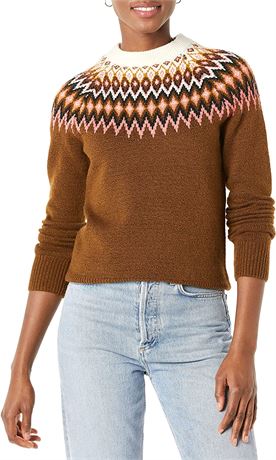 Women's Soft-Touch Crewneck Novelty Sweater, Dark Chestnut Brown Heather Small