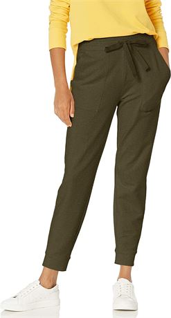 Daily Ritual Women's Relaxed-Fit Terry Cotton Pocket Jogger Pants Olive X-Large