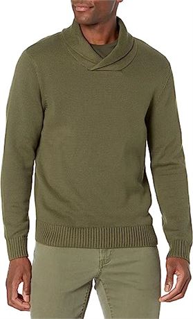 Goodthreads Men's Soft Cotton Shawl Sweater, Olive, Large-Tall