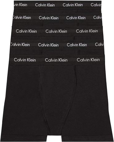 Calvin Klein Men's Cotton Stretch 5-Pack Boxer Brief, Large, Black