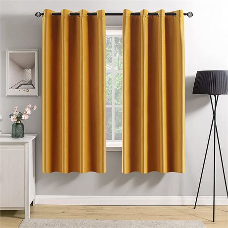 MIULEE 2 Panels Blackout Velvet Curtains, Yellow