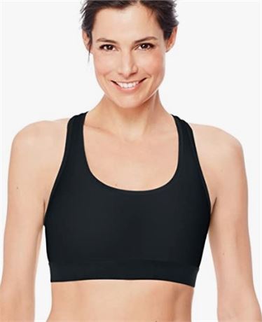 Wireless Racerback Moisture-Wicking Stretch Sports Bra, Lg