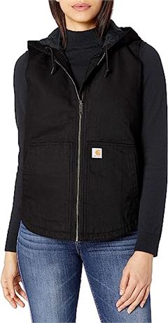 Carhartt Women's Washed Duck Hooded Vest, Medium, Black