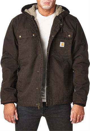 Carhartt Men's Relaxed Fit Duck Sherpa-Lined Jacket - Medium - Dark Brown