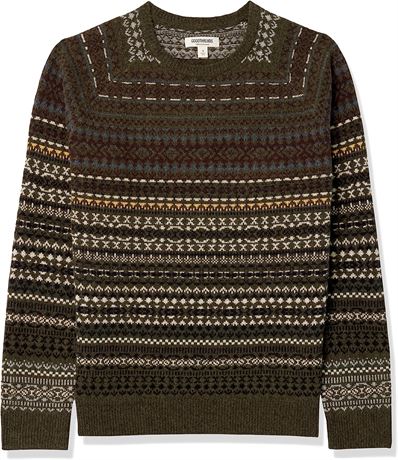 Goodthreads Men's Lambswool Crewneck Sweater, Medium, Fair Isle Design