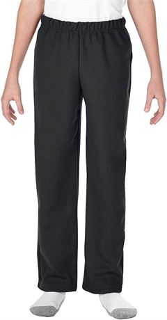 Gildan Youth Open Bottom Sweatpants, Style G18400B, Black, Medium