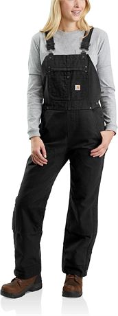 Carhartt womens Relaxed Fit Washed Duck Insulated Bib Overall - Black - XL Short