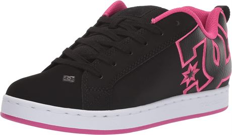 DC womens Court Graffik Skate Shoe, Black/Pink Stencil, 9.5 US