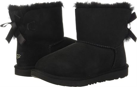 UGG Little Girl's Boots, Size 5 - Big Kid, Black with Bows