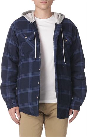 Wrangler Men's Long Sleeve Quilted Lined Flannel Shacket - Small - Blue