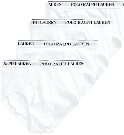 POLO RALPH LAUREN Mens Classic Fit W/Wicking 4-pack Briefs - Large - White