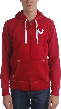 True Religion Zip Up Hoodie, Large, Red