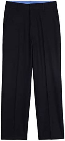 IZOD Boys' Bi-Stretch Flat Front Dress Pant - Black - 14 Husky