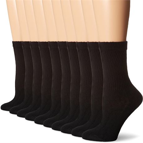 Hanes Women's Value, Crew Socks, 10-Pack, Size 8-10, Black