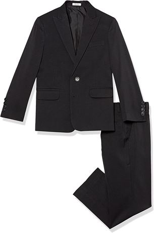 Calvin Klein Boys' 2-Piece Formal Suit Set Black Stretch, 8