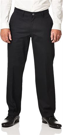 LEE Men's Total Freedom Stretch Relaxed Fit Flat Front Pant, 34W X 34L, Black