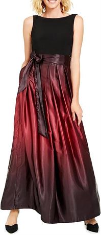 S.L. Fashions Women's Long Satin Ombre Party Dress with Pockets, 8P