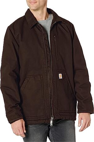 Carhartt Men's Loose Fit Washed Duck Sherpa-Lined Coat, Lg