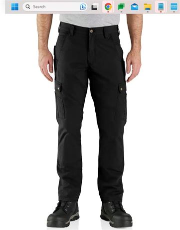 Carharrt Rugged Flex Relaxed Fit Ripstop Cargo Work Pants, Black, 31X32