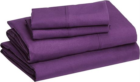 Amazon Basics Lightweight Super Soft Bed Sheet Set, Plum