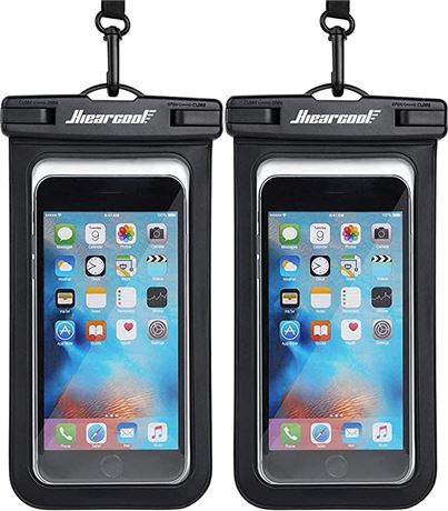 Hiearcool Universal Waterproof Phone Case, 2-Pack, Black/Black