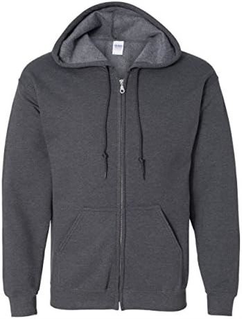 Gildan Heavy Blend Fleece Zipper Jacket with Hoodie, Large, Dark Gray